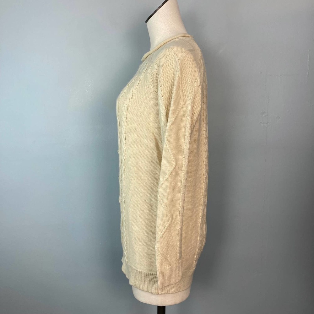 BAILEY'S Blossoms Cream Light Tan Lightweight Cable Knit Sweater Women's Size XS - Picture 6 of 12